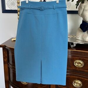 Ann Taylor Blue Straight Belted Skirt, Size 2